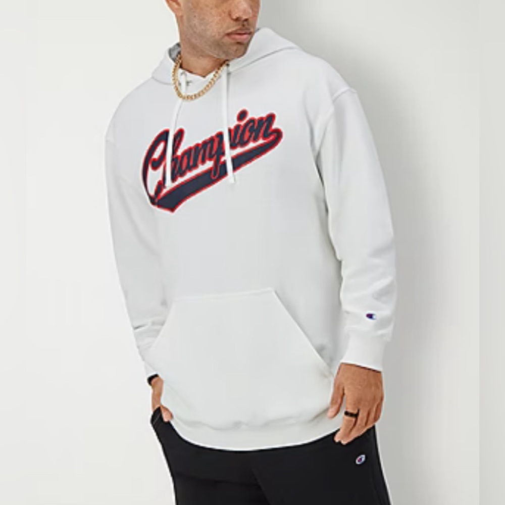NWT Champion Powerblend Fleece Mens Long Sleeve Hoodie Big and Tall. 2XB. White - Picture 1 of 15